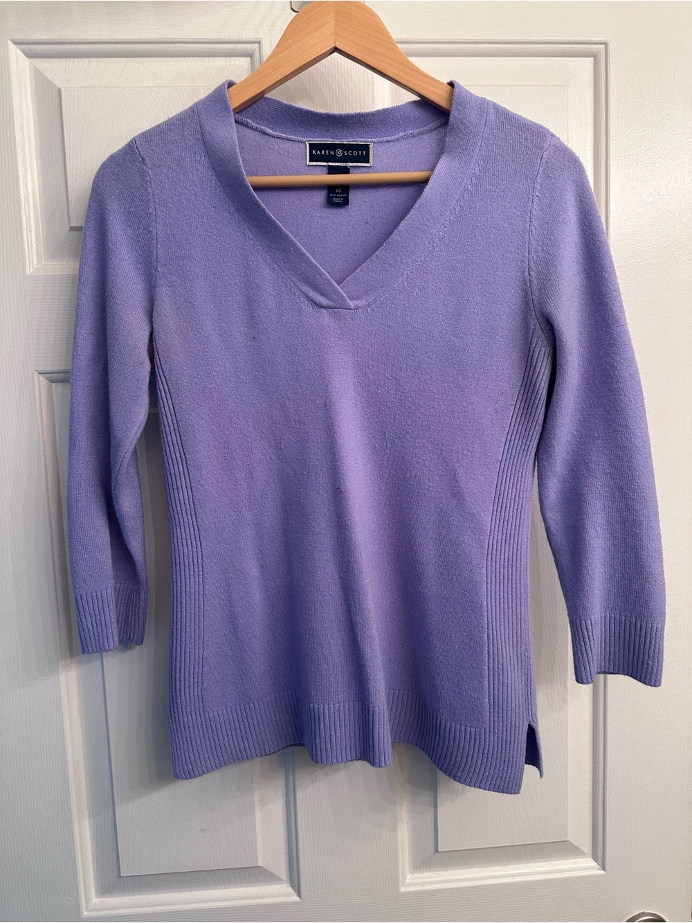 Karen Scott Lavender V-Neck Pullover Sweater